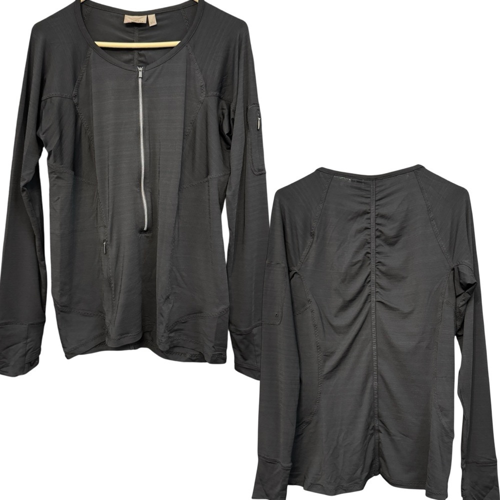 Athleta Black Long Sleeve Half Zip Performance Top w/ Thumbholes Size Large